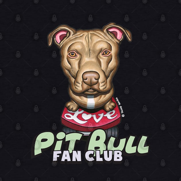 Fun Skateboarding Pit Bull with Love on Skateboard by Danny Gordon Art